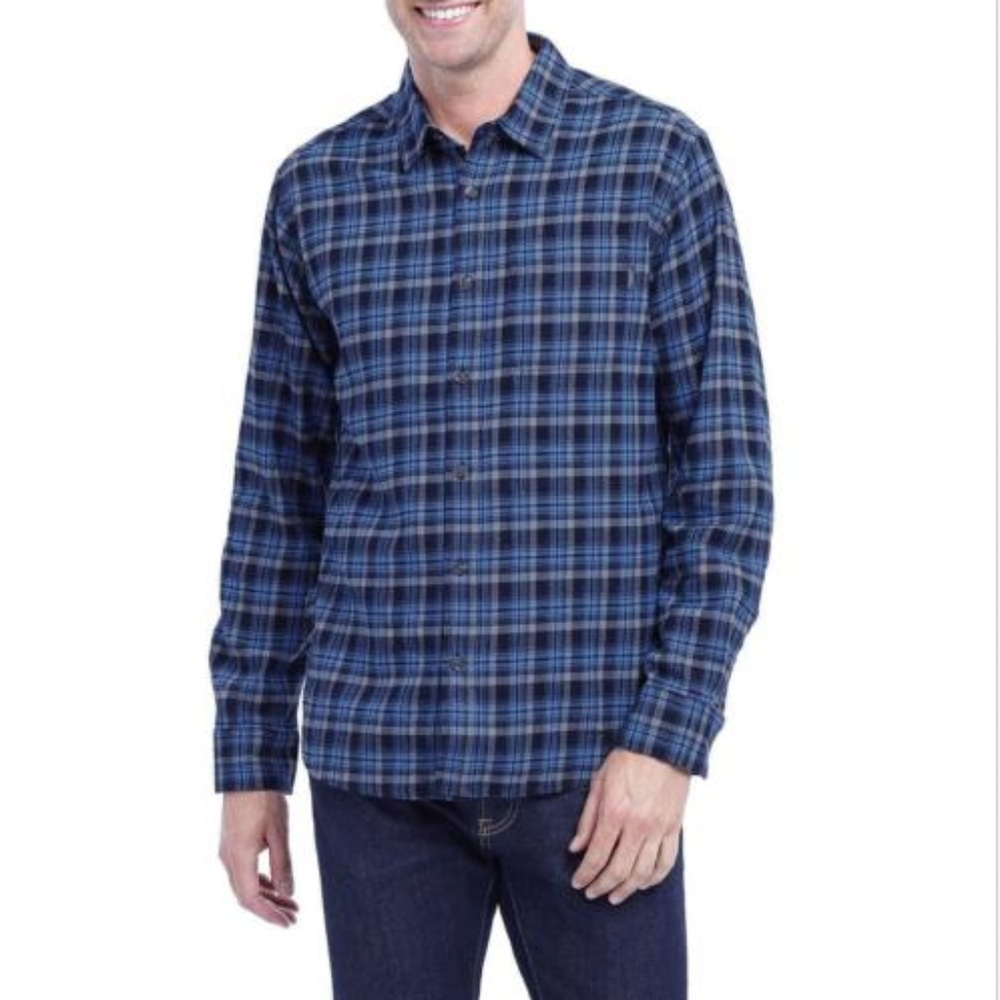 New Eddie Bauer Blue Plaid 100% Cotton Flannel